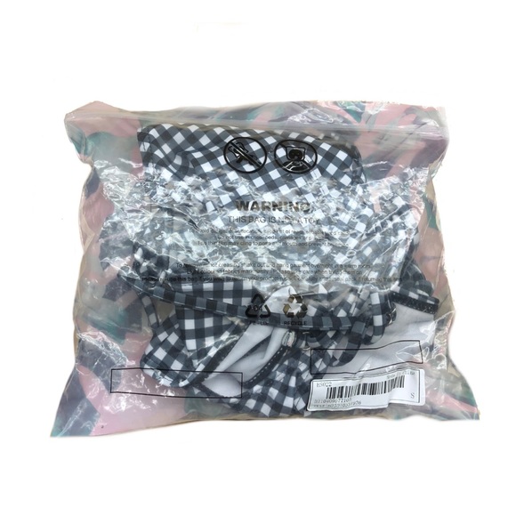 SHEIN NEW bikini black & white plaid summer tied - Picture 5 of 7